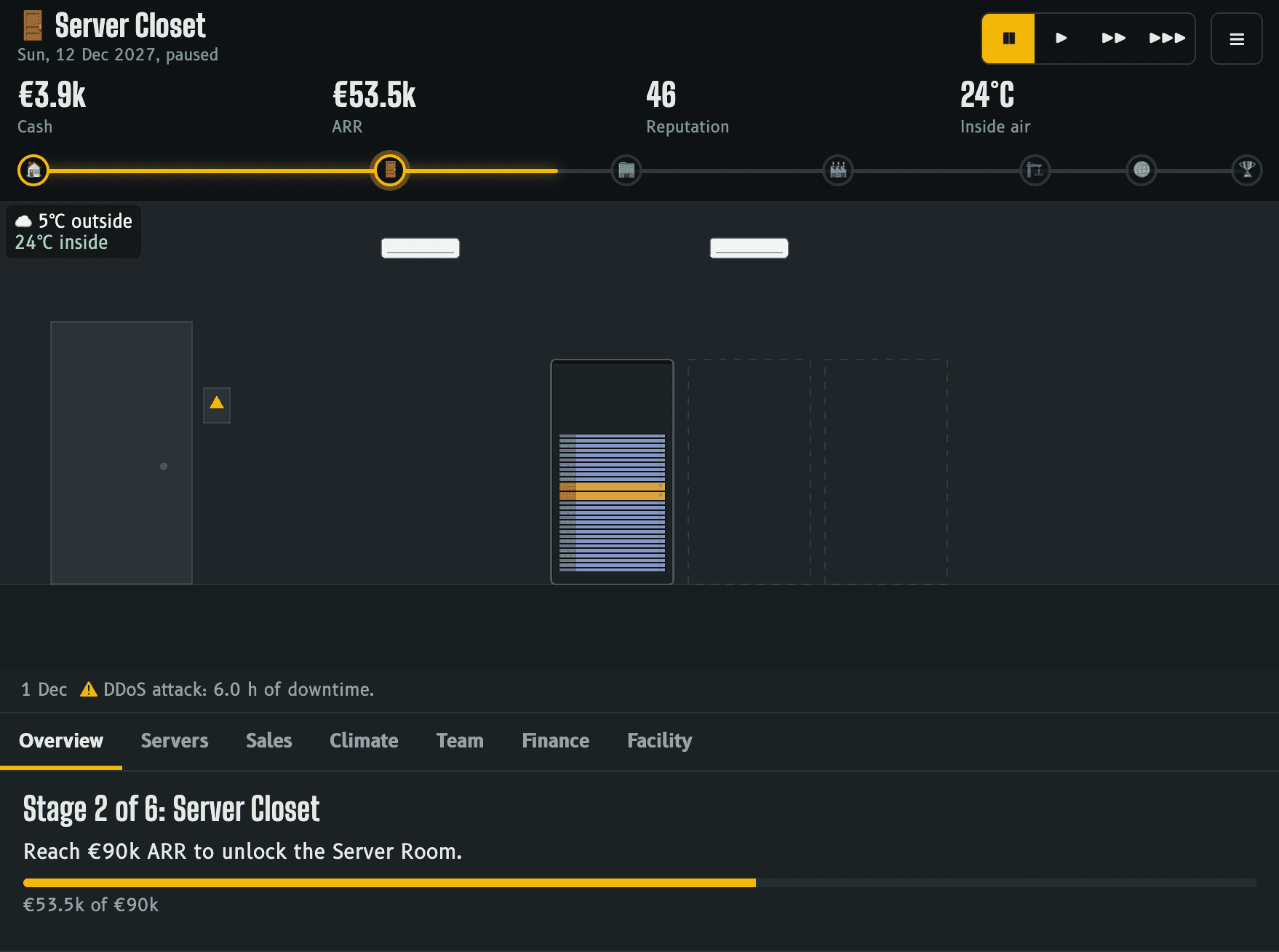 In-game view of the Server Closet stage